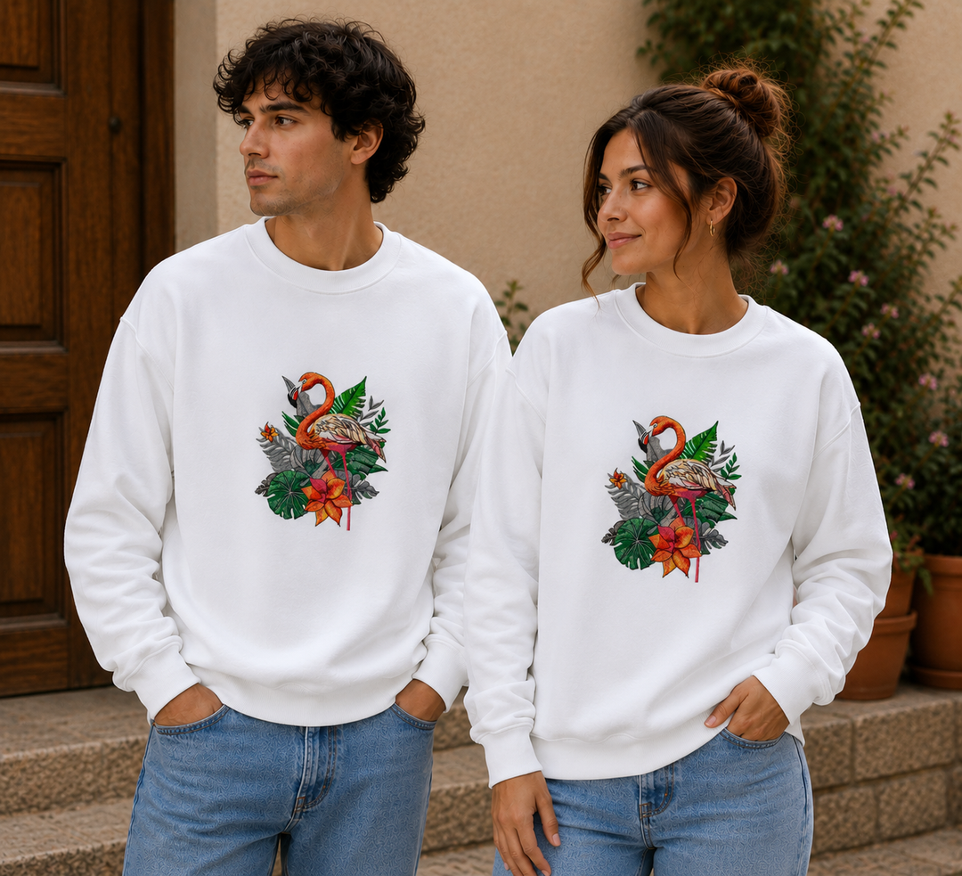 Flamingo Solo — Embroidered Sweatshirt | EmbroMania