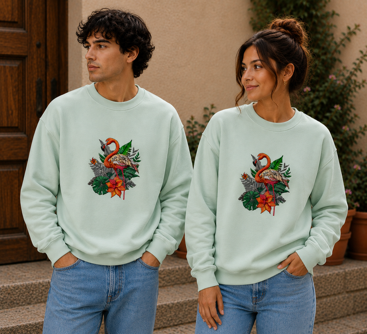Flamingo Solo — Embroidered Sweatshirt | EmbroMania