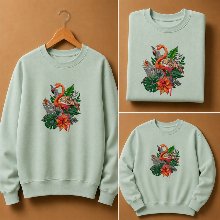 Flamingo Solo — Embroidered Sweatshirt | EmbroMania