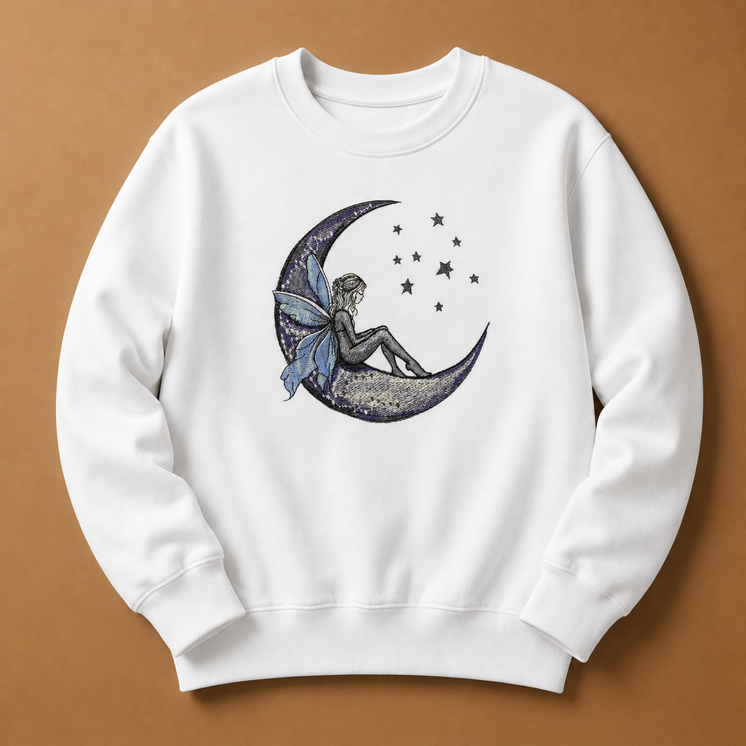 Fairy Tale on the Moon Machine Embroidered Sweatshirt – Hand Finished in Dubai | EmbroMania