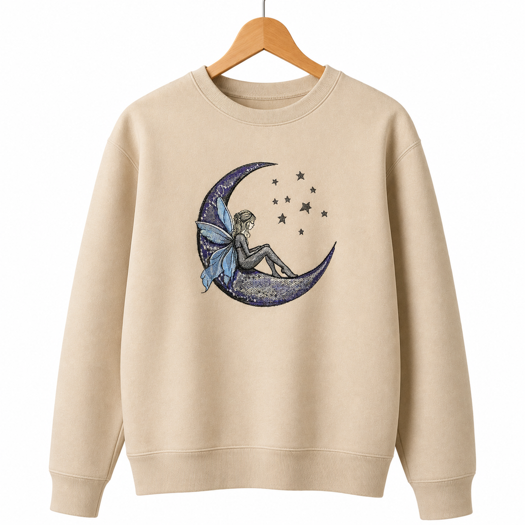 Fairy Tale on the Moon Machine Embroidered Sweatshirt – Hand Finished in Dubai | EmbroMania
