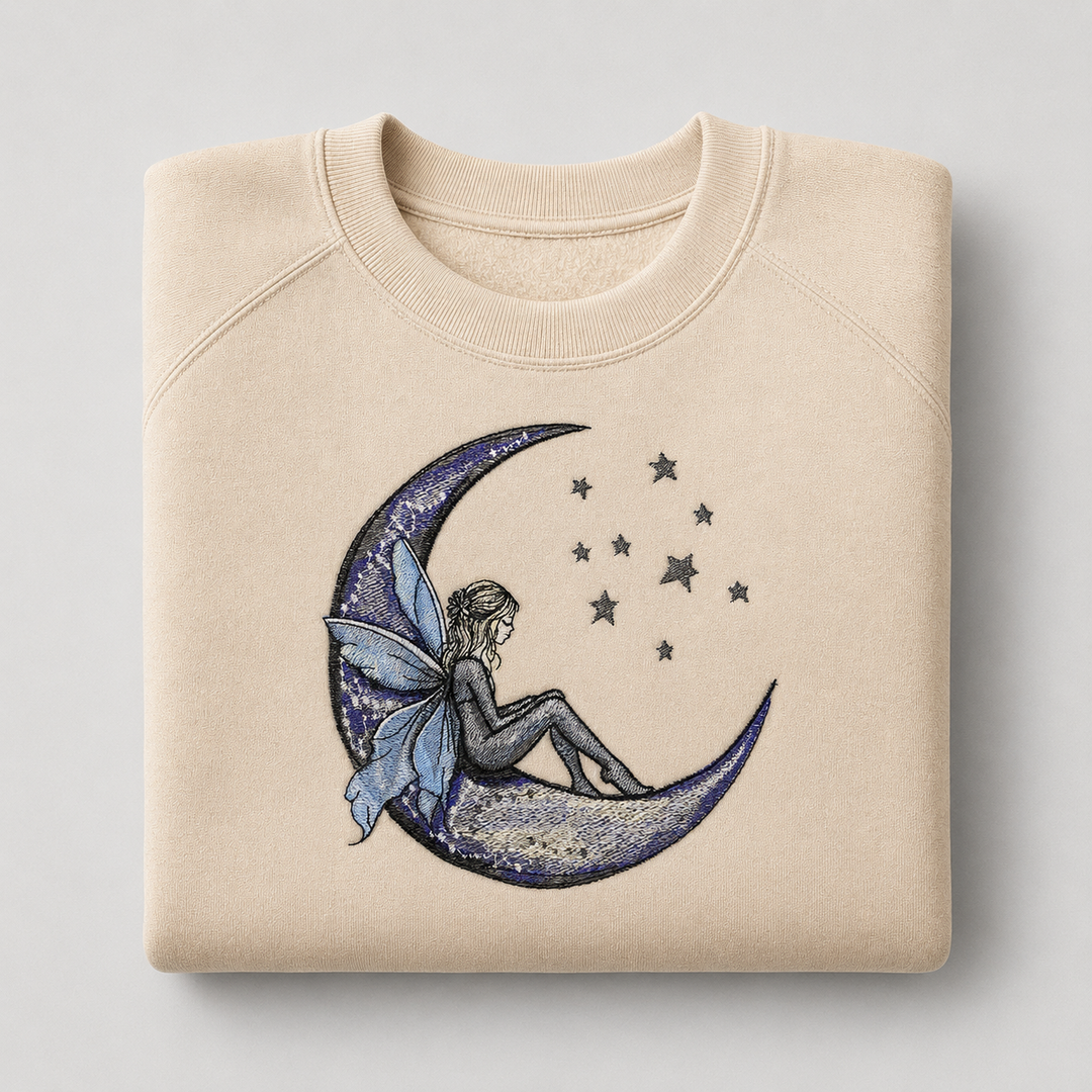 Fairy Tale on the Moon Machine Embroidered Sweatshirt – Hand Finished in Dubai | EmbroMania