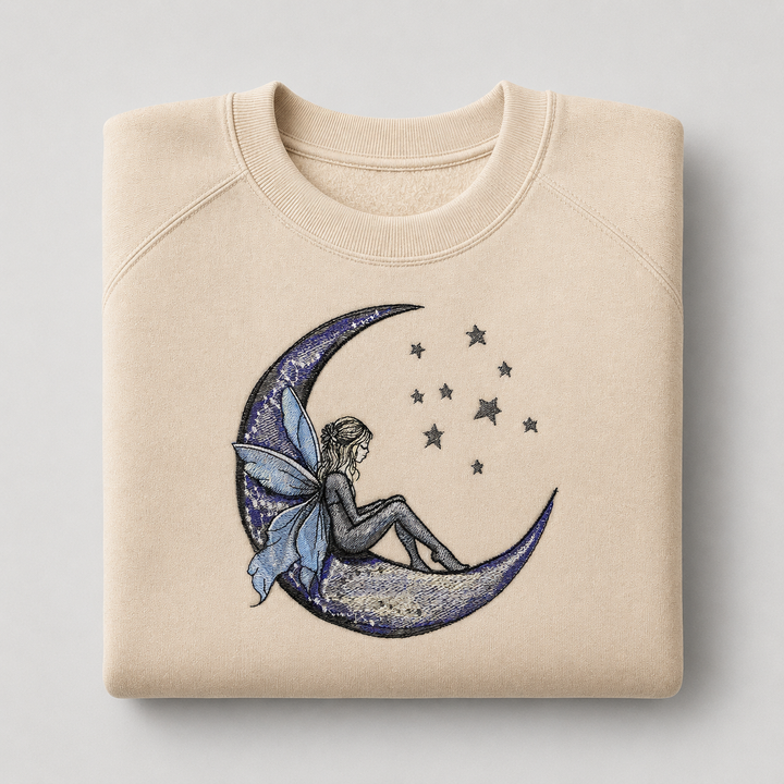 Fairy Tale on the Moon Machine Embroidered Sweatshirt – Hand Finished in Dubai | EmbroMania