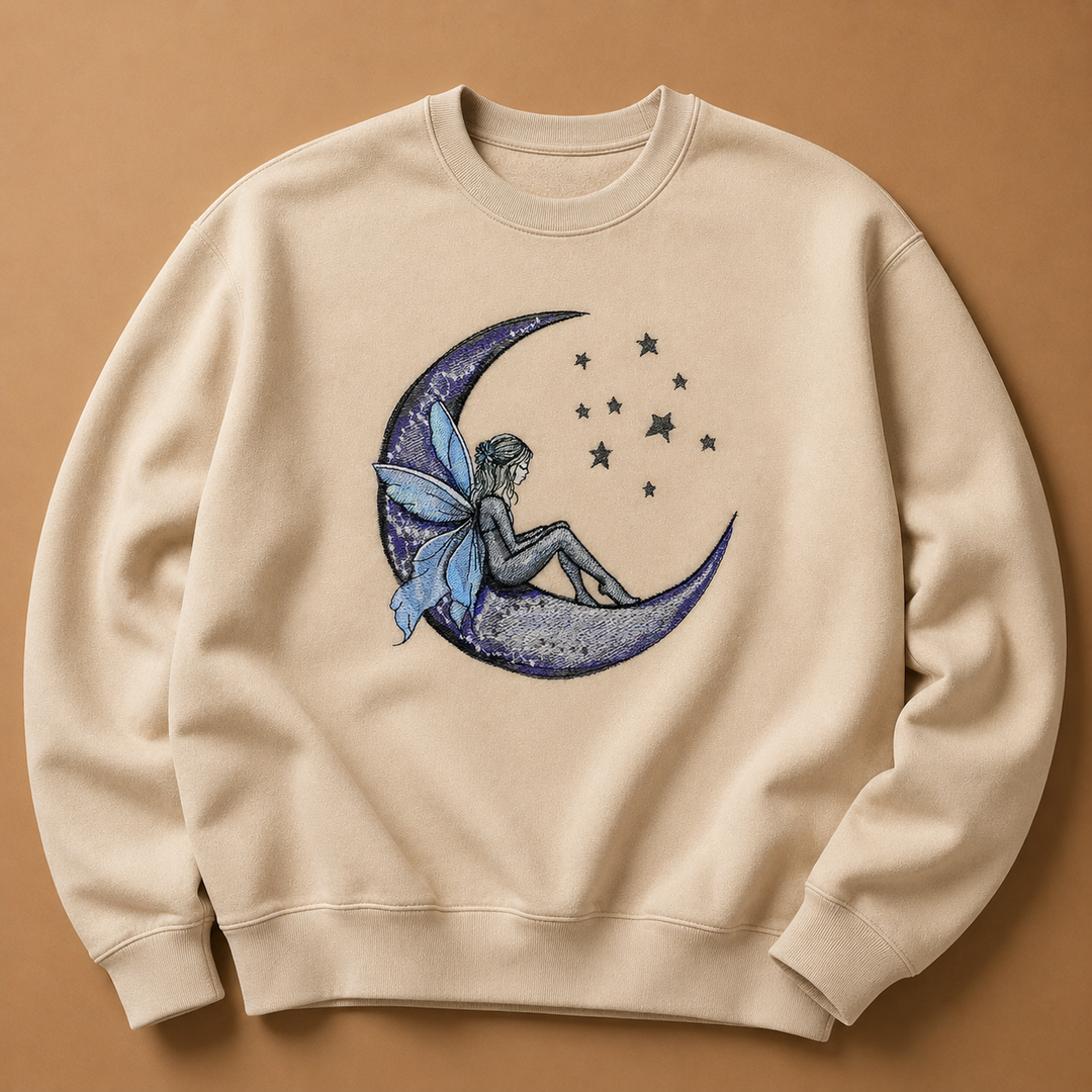 Fairy Tale on the Moon Machine Embroidered Sweatshirt – Hand Finished in Dubai | EmbroMania