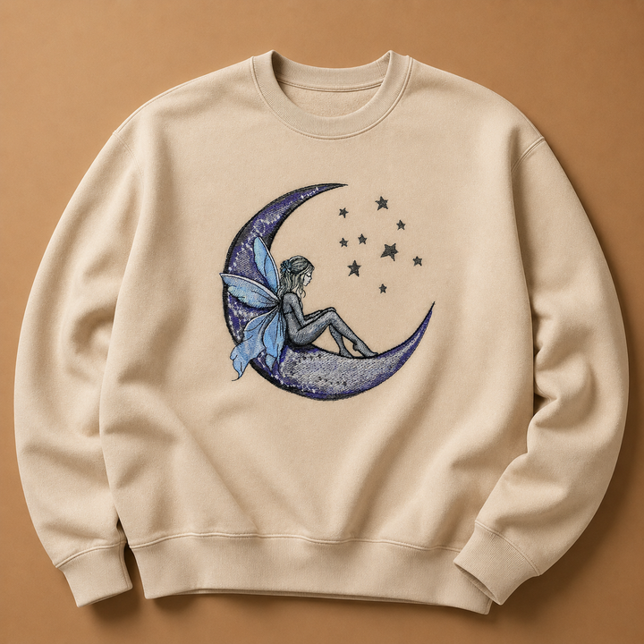 Fairy Tale on the Moon Machine Embroidered Sweatshirt – Hand Finished in Dubai | EmbroMania