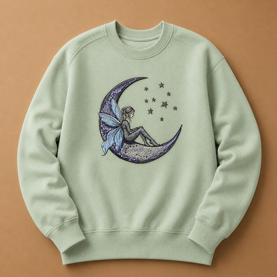 Fairy Tale on the Moon Machine Embroidered Sweatshirt – Hand Finished in Dubai | EmbroMania
