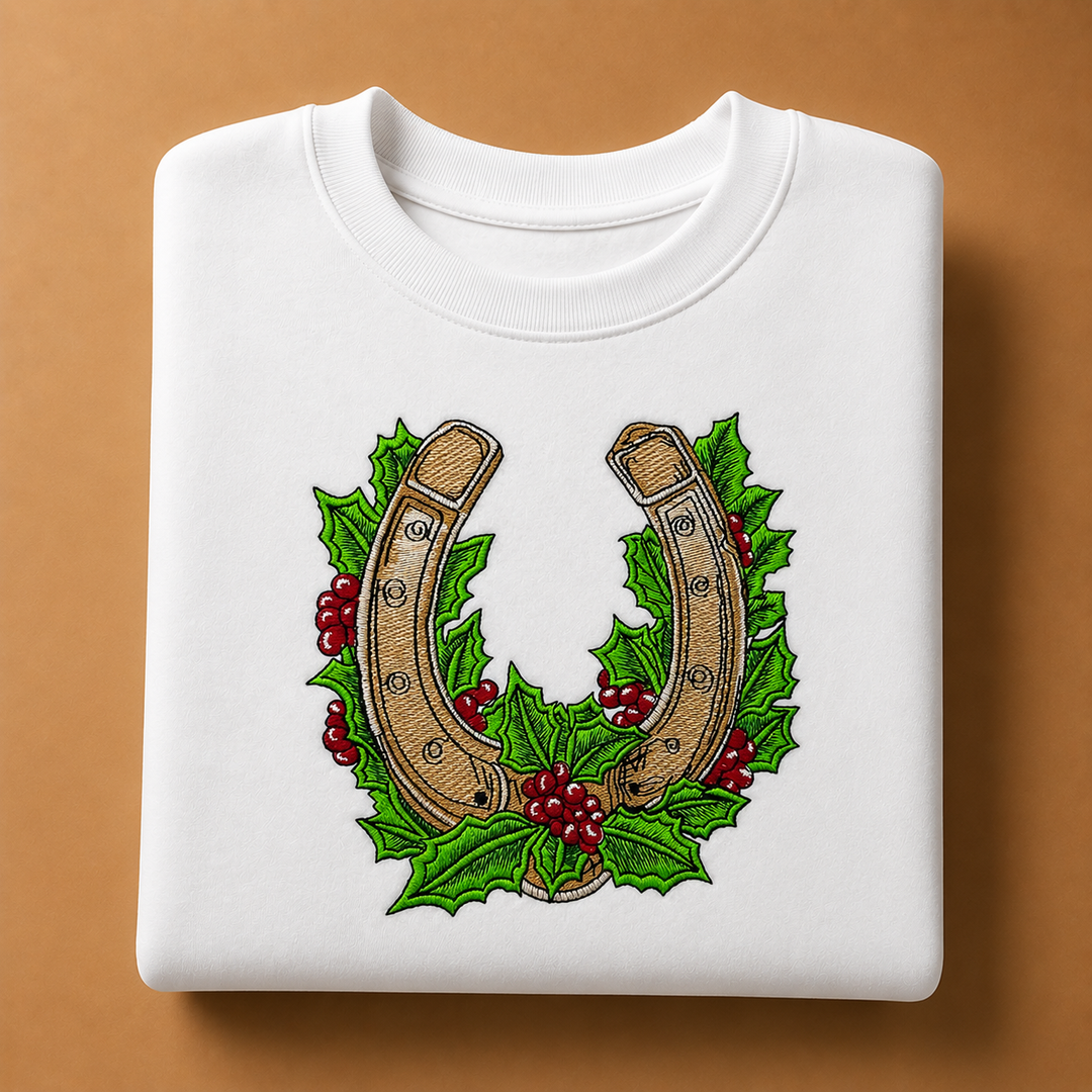 Botanical Horseshoe Machine Embroidered Sweatshirt – Hand Finished in Dubai | EmbroMania