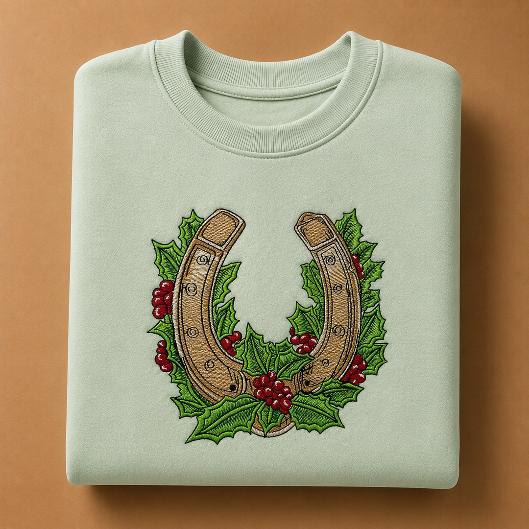 Botanical Horseshoe Machine Embroidered Sweatshirt – Hand Finished in Dubai | EmbroMania