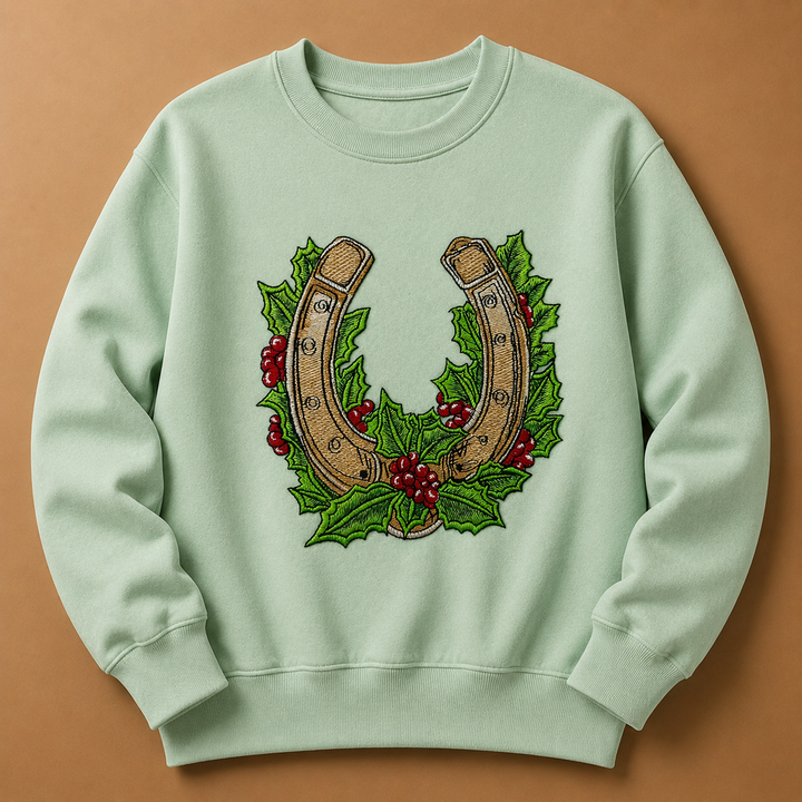 Botanical Horseshoe Machine Embroidered Sweatshirt – Hand Finished in Dubai | EmbroMania