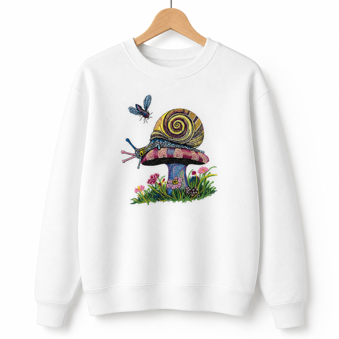 Garden Snail Machine Embroidered Sweatshirt – Hand Finished in Dubai | EmbroMania