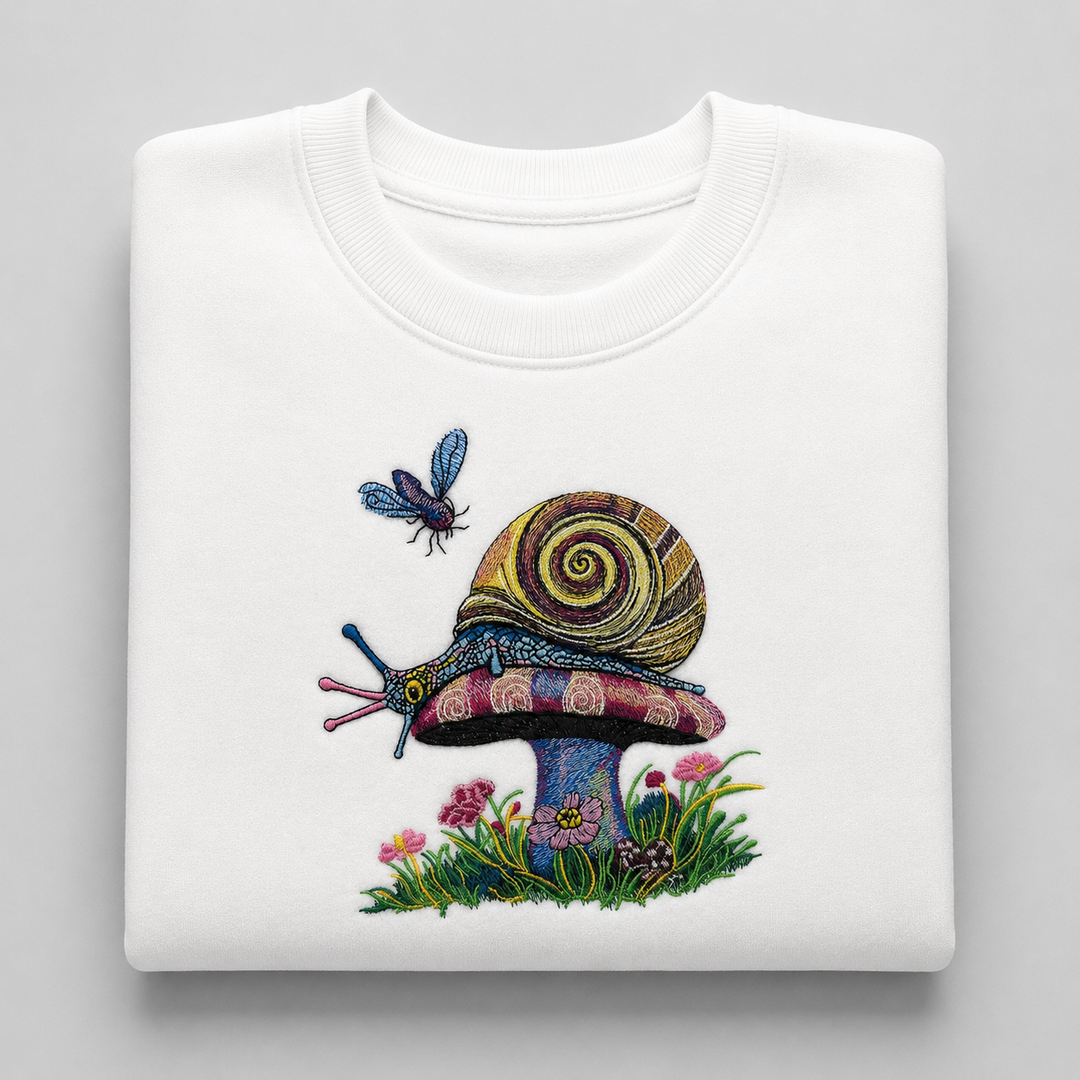 Garden Snail Machine Embroidered Sweatshirt – Hand Finished in Dubai | EmbroMania