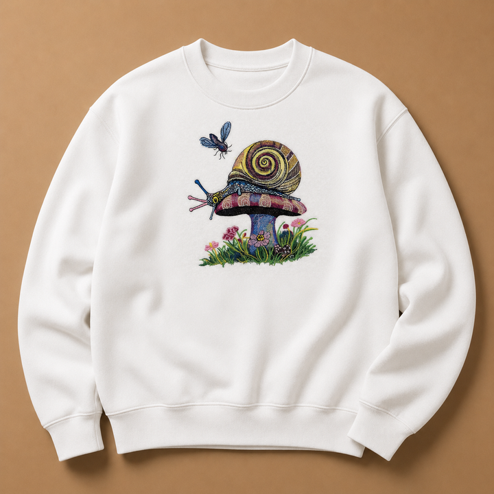 Garden Snail Machine Embroidered Sweatshirt – Hand Finished in Dubai | EmbroMania