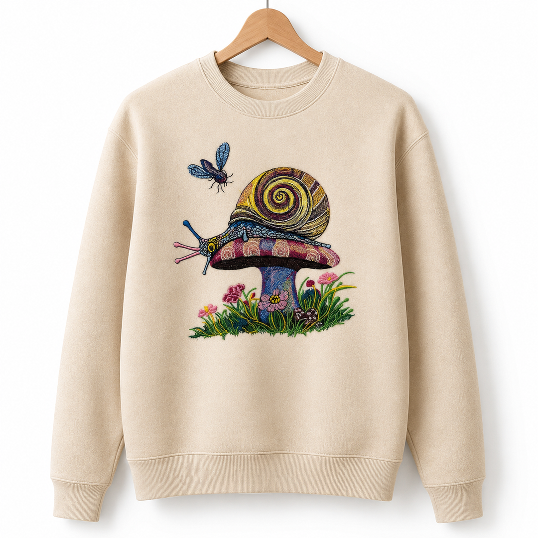 Garden Snail Machine Embroidered Sweatshirt – Hand Finished in Dubai | EmbroMania