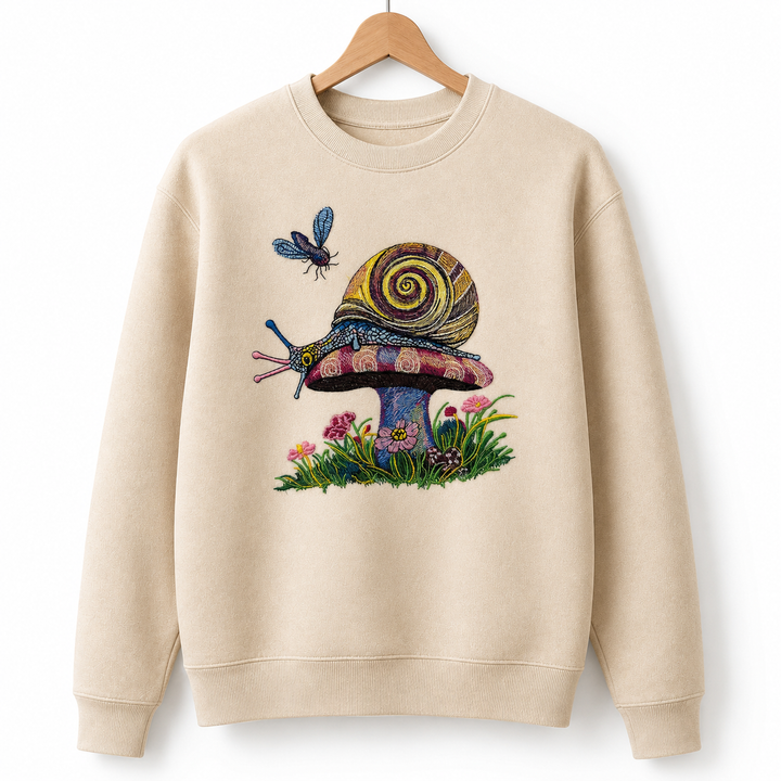 Garden Snail Machine Embroidered Sweatshirt – Hand Finished in Dubai | EmbroMania