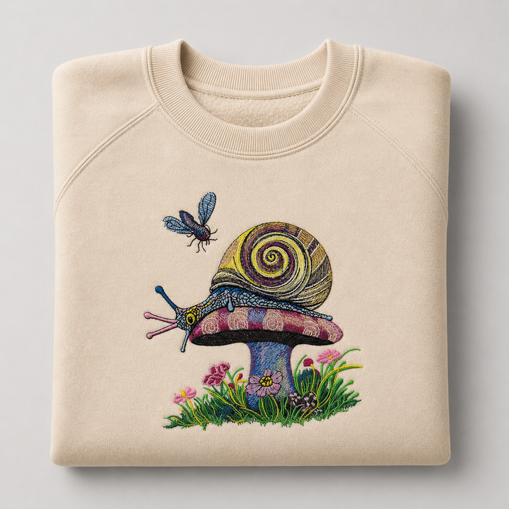 Garden Snail Machine Embroidered Sweatshirt – Hand Finished in Dubai | EmbroMania