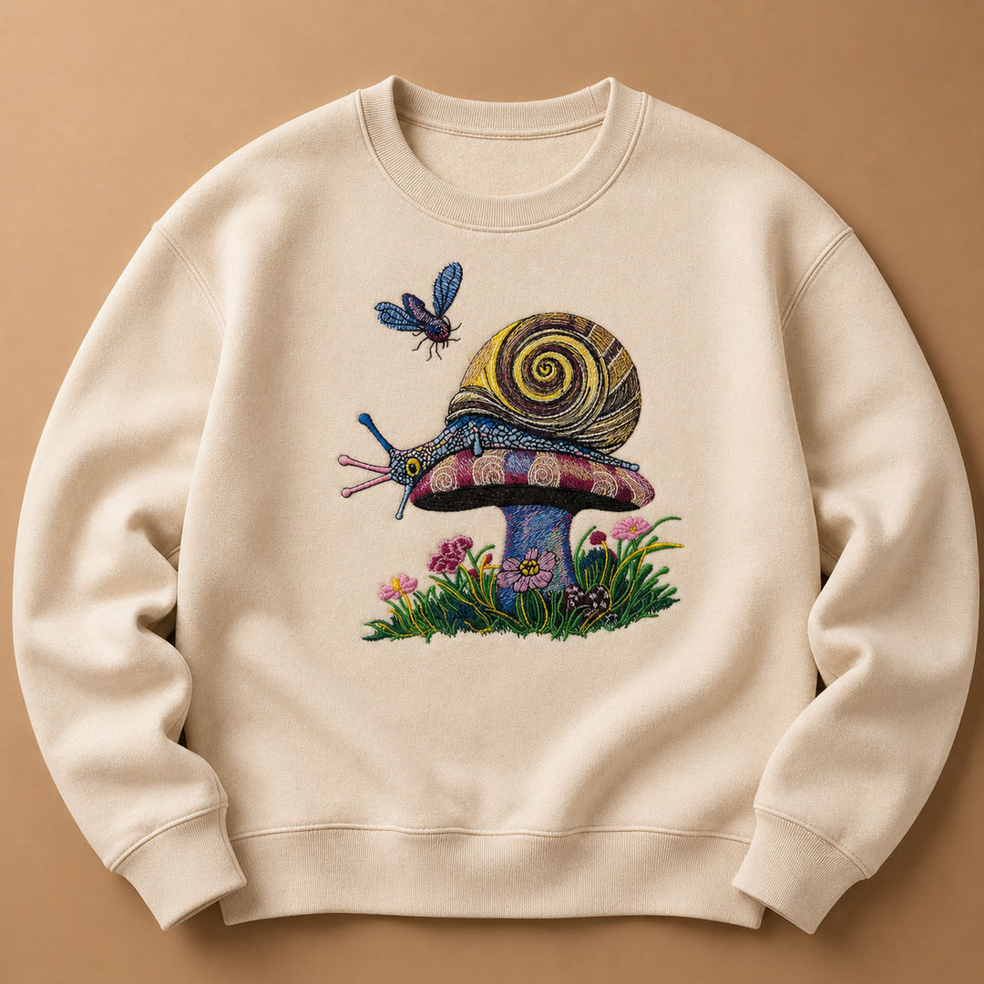 Garden Snail Machine Embroidered Sweatshirt – Hand Finished in Dubai | EmbroMania