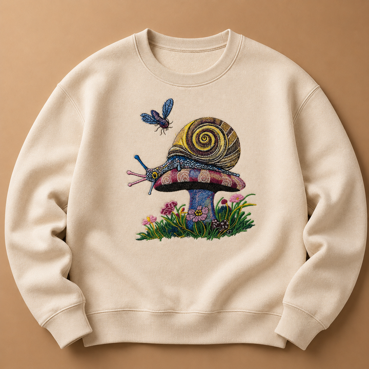 Garden Snail Machine Embroidered Sweatshirt – Hand Finished in Dubai | EmbroMania
