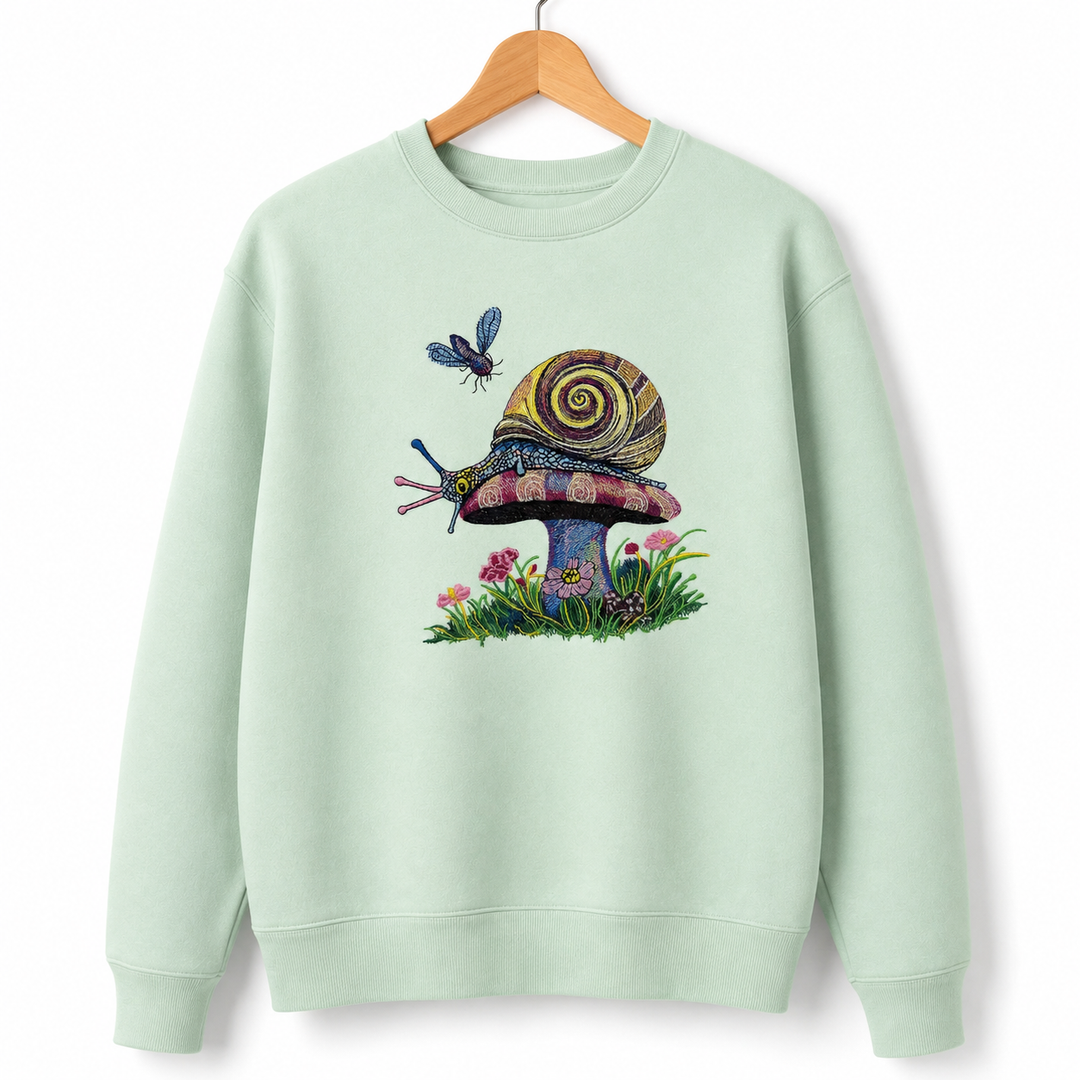 Garden Snail Machine Embroidered Sweatshirt – Hand Finished in Dubai | EmbroMania