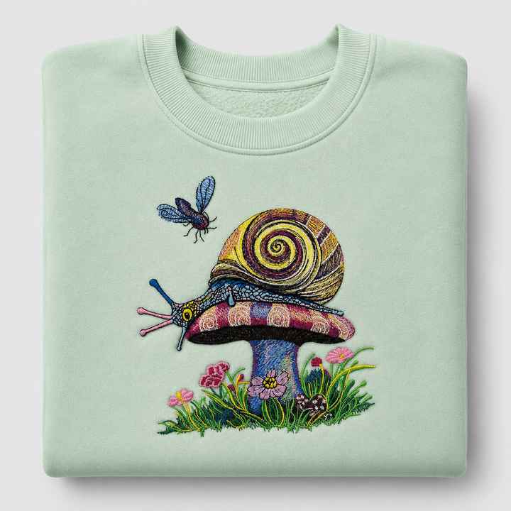 Garden Snail Machine Embroidered Sweatshirt – Hand Finished in Dubai | EmbroMania