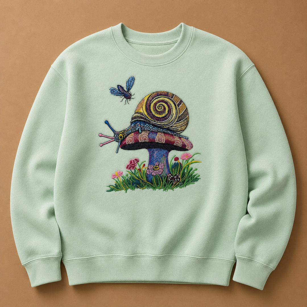Garden Snail Machine Embroidered Sweatshirt – Hand Finished in Dubai | EmbroMania