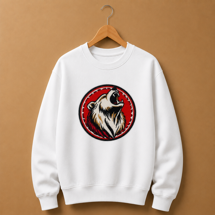 Woodland Bear Portrait Machine Embroidered Sweatshirt – Hand Finished in Dubai | EmbroMania