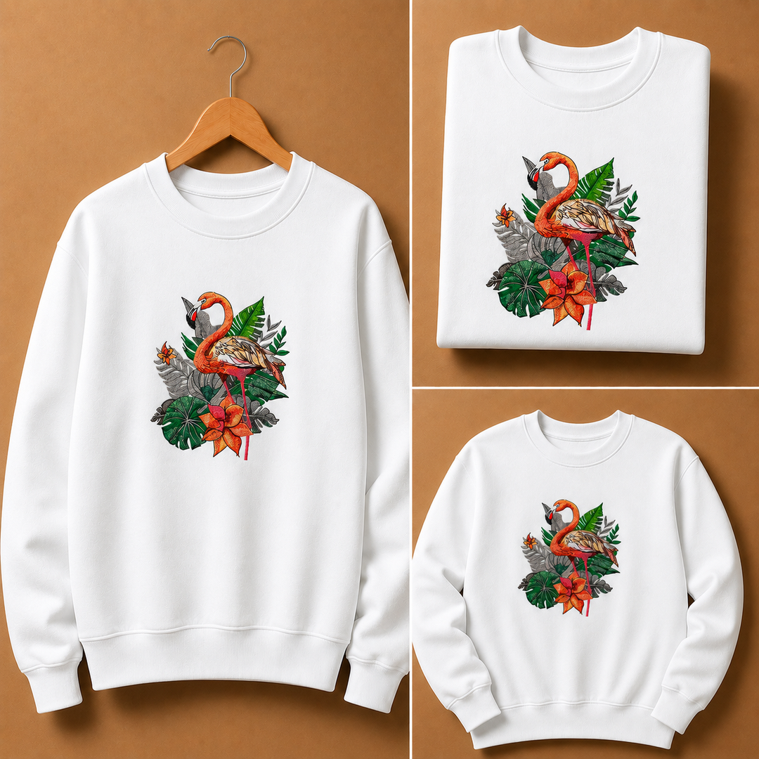 Flamingo Solo — Embroidered Sweatshirt | EmbroMania