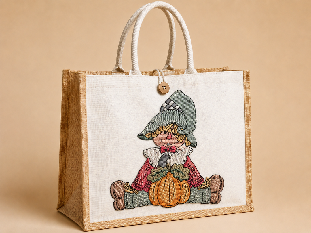 Scarecrow Pumpkin Machine Embroidered Sweatshirt – Hand Finished in Dubai | EmbroMania