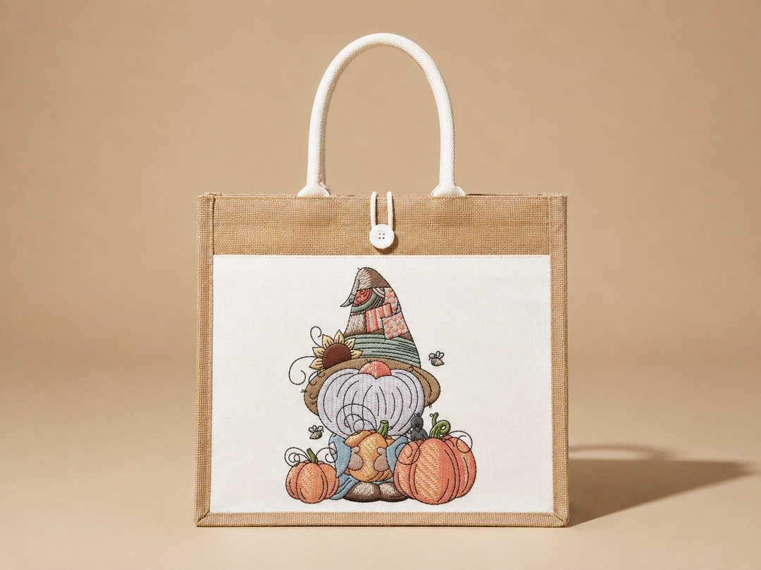 Pumpkin Patch Gnome Machine Embroidered Sweatshirt – Hand Finished in Dubai | EmbroMania