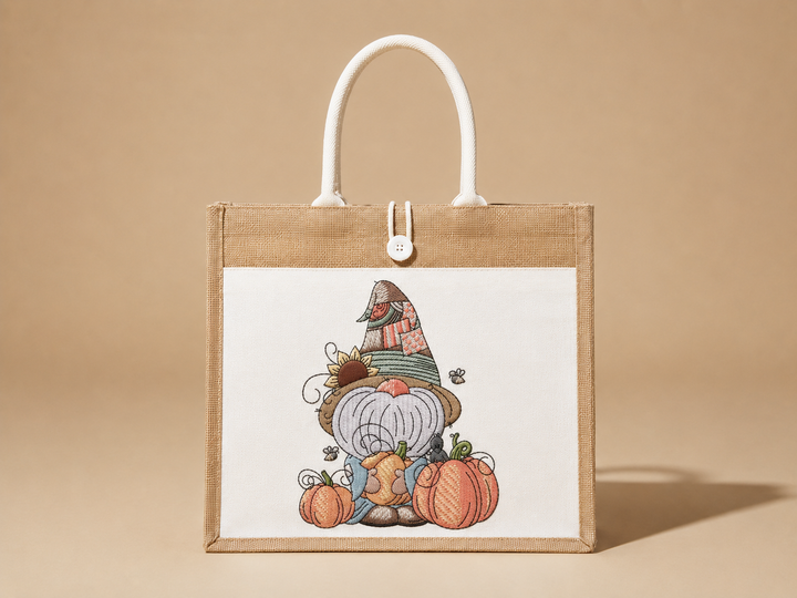 Pumpkin Patch Gnome Machine Embroidered Sweatshirt – Hand Finished in Dubai | EmbroMania