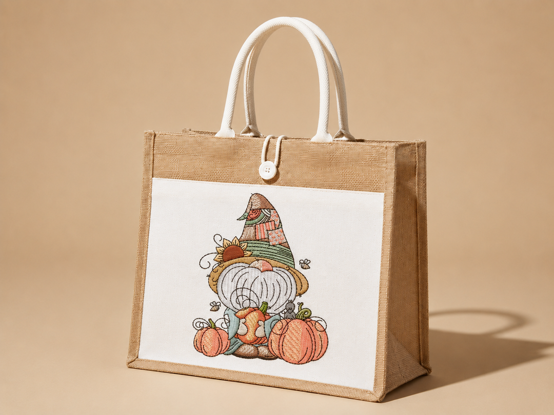 Pumpkin Patch Gnome Machine Embroidered Sweatshirt – Hand Finished in Dubai | EmbroMania