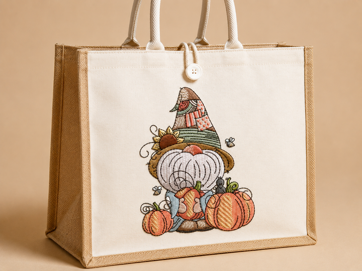 Pumpkin Patch Gnome Machine Embroidered Sweatshirt – Hand Finished in Dubai | EmbroMania
