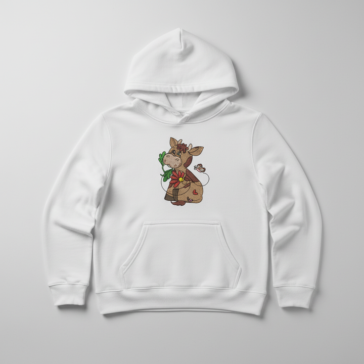 Cow &amp; Butterfly — Premium Embroidered Collection | Hoodie • Sweatshirt • Jute Tote | Original EmbroMania Design