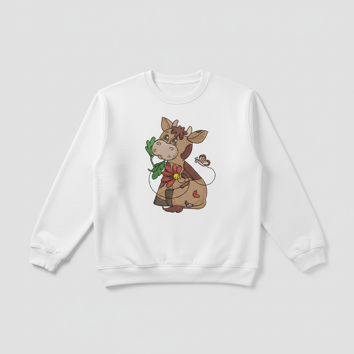 Cow &amp; Butterfly — Premium Embroidered Collection | Hoodie • Sweatshirt • Jute Tote | Original EmbroMania Design