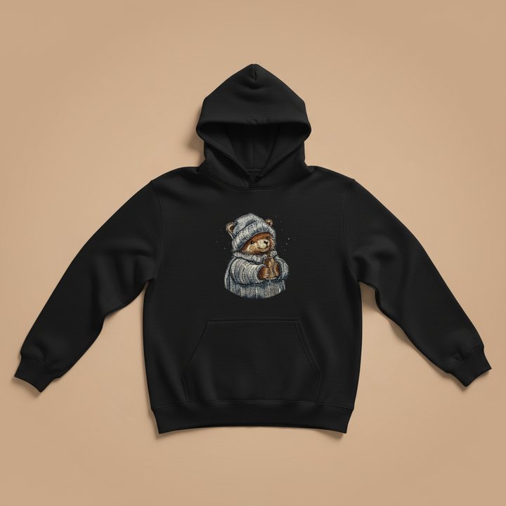 Cozy Winter Bear — Premium Embroidered Hoodie | Original EmbroMania Design