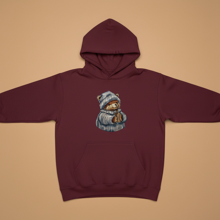 Cozy Winter Bear — Premium Embroidered Hoodie | Original EmbroMania Design