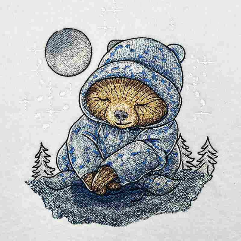 Cozy Winter Sloth Machine Embroidered Jute Tote – Hand Finished in Dubai | EmbroMania