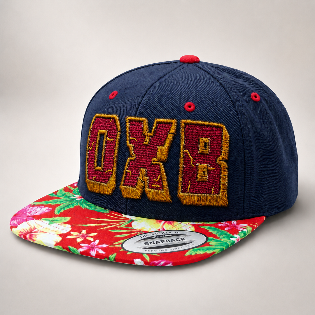 Navy blue cap with red and gold &