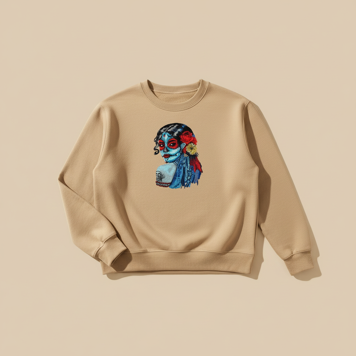 Daydream Muse Sugar Skull — Premium Embroidered Sweatshirt | Original EmbroMania Design