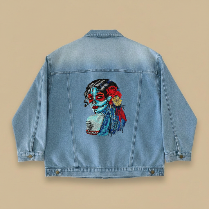 Denim Sparkle — Premium Denim Jacket | Back-Embroidered Canvas | Canvas Rebels by EmbroMania