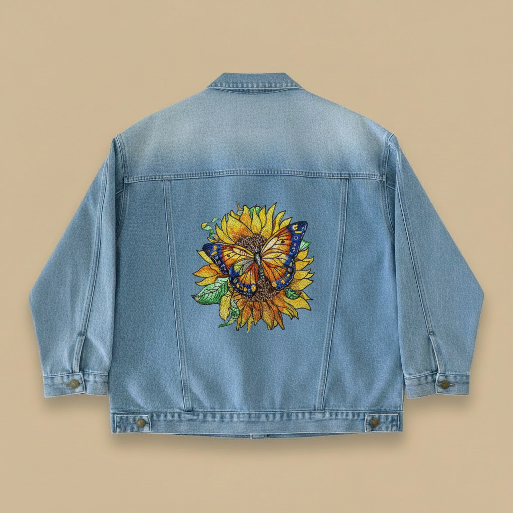 Denim Sparkle — Premium Denim Jacket | Back-Embroidered Canvas | Canvas Rebels by EmbroMania