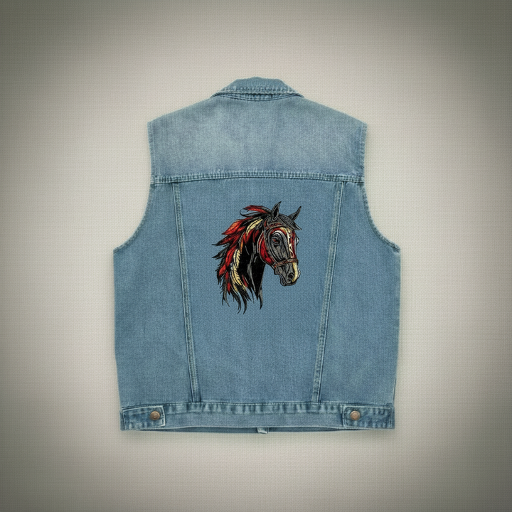Denim Rebel — Premium Denim Vest | Back-Embroidered Canvas | Canvas Rebels by EmbroMania
