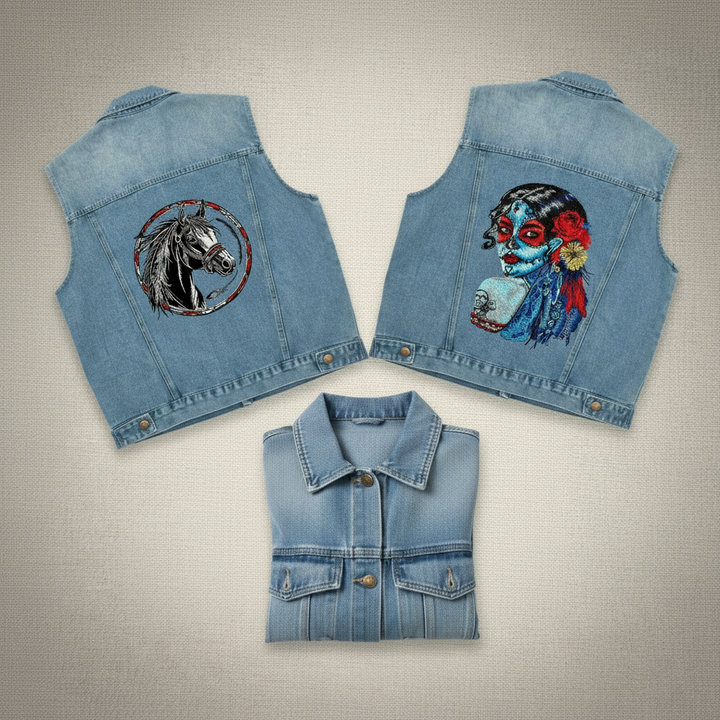 Denim Rebel — Premium Denim Vest | Back-Embroidered Canvas | Canvas Rebels by EmbroMania