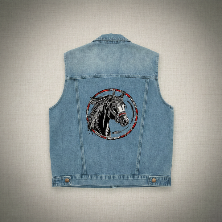 Denim Rebel — Premium Denim Vest | Back-Embroidered Canvas | Canvas Rebels by EmbroMania