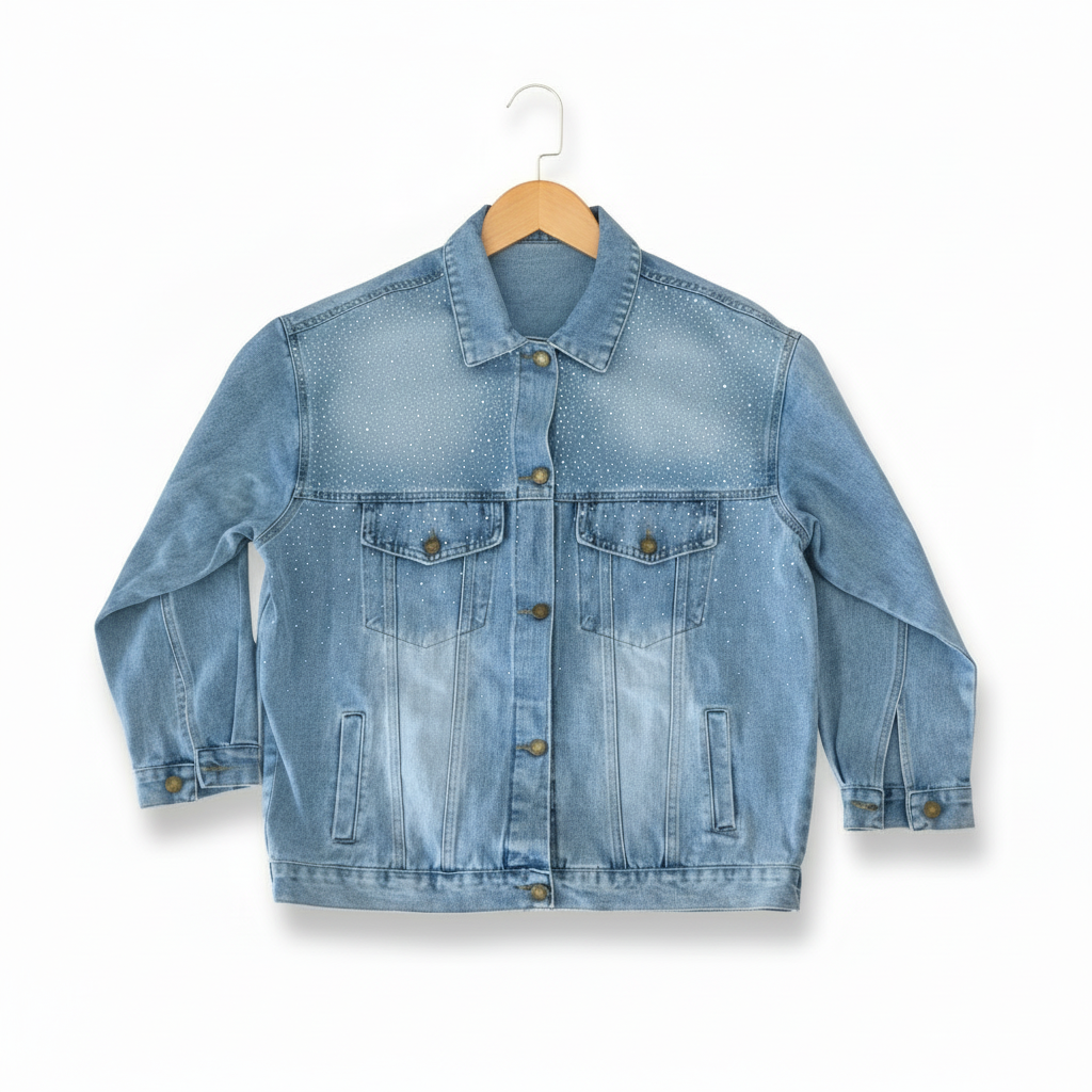 Denim Sparkle — Premium Denim Jacket | Back-Embroidered Canvas | Canvas Rebels by EmbroMania