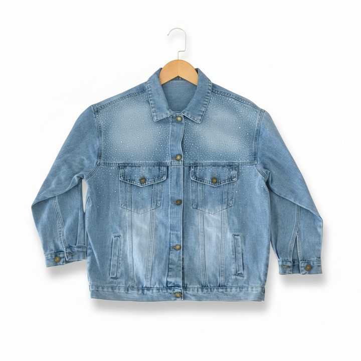 Denim Sparkle — Premium Denim Jacket | Back-Embroidered Canvas | Canvas Rebels by EmbroMania