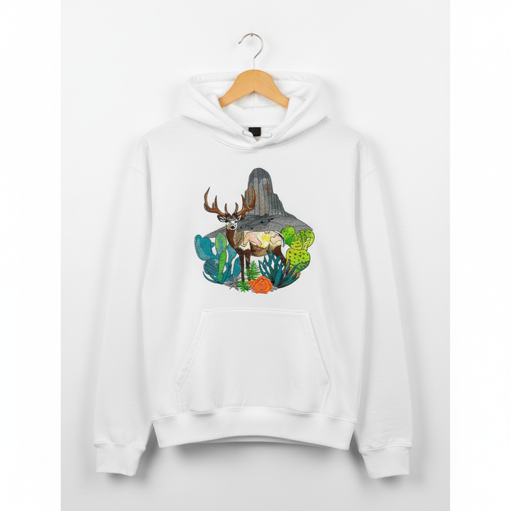 Desert Deer Machine Embroidered Hoodie – Hand Finished in Dubai | EmbroMania
