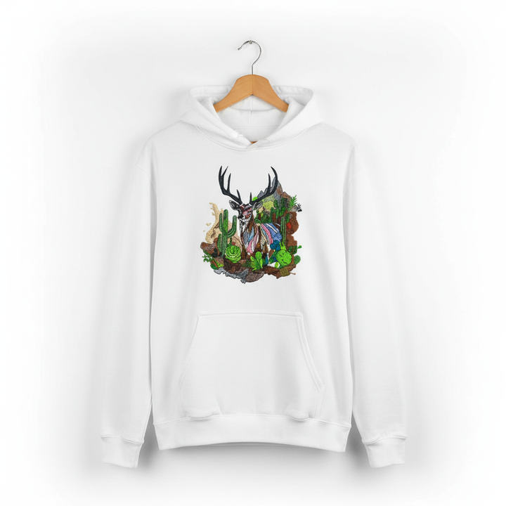 Desert Majesty Deer — Premium Embroidered Hoodie | Original EmbroMania Design