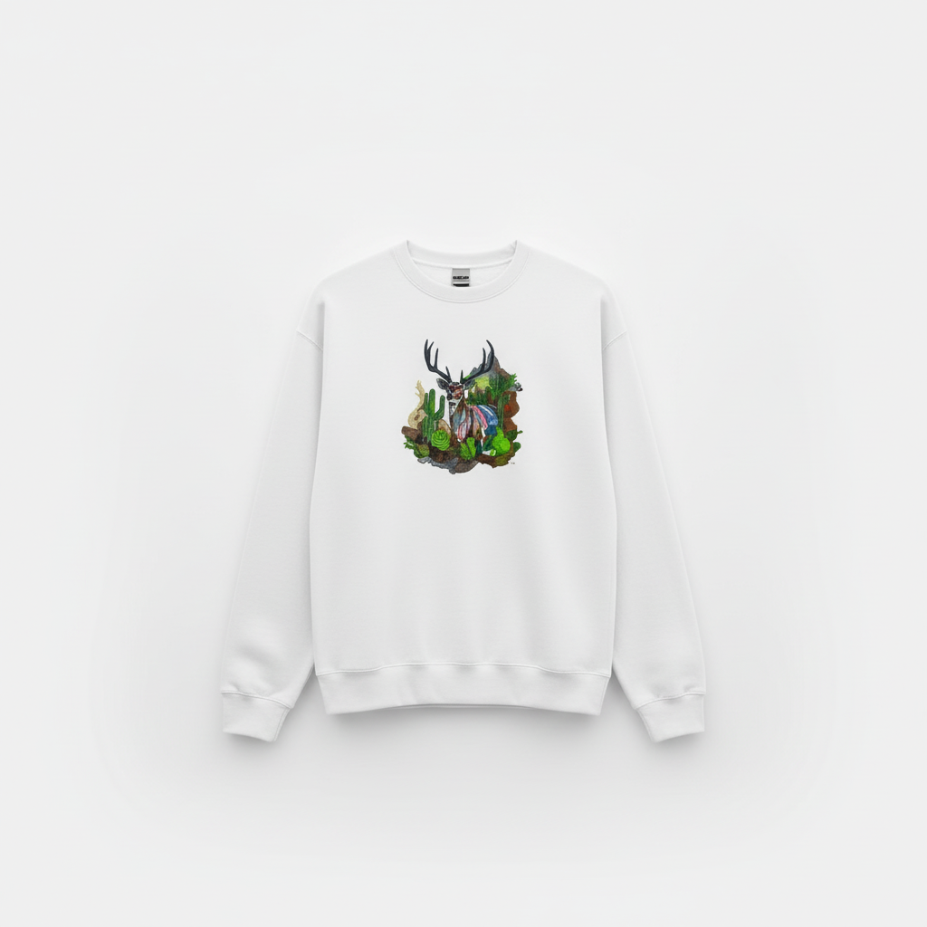 Desert Prism Deer — Premium Embroidered Sweatshirt | Original EmbroMania Design