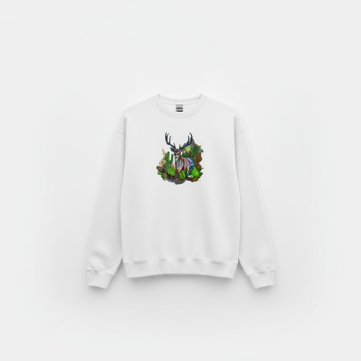 Desert Prism Deer — Premium Embroidered Sweatshirt | Original EmbroMania Design