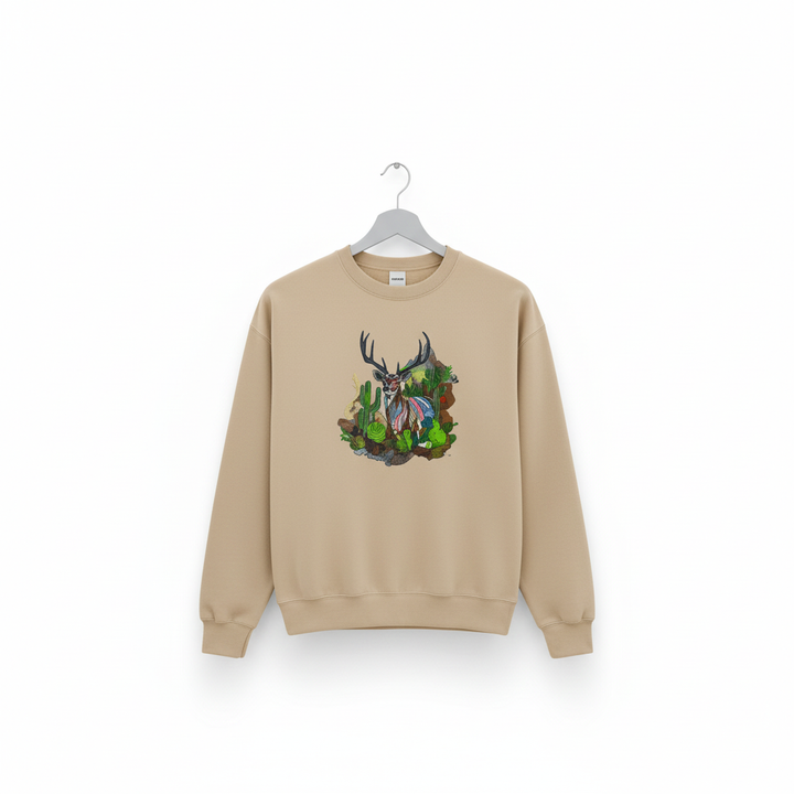 Desert Prism Deer — Premium Embroidered Sweatshirt | Original EmbroMania Design